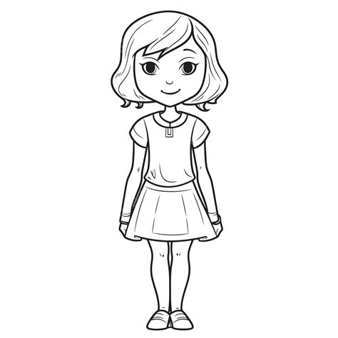 Coloring Page Of A Girl Outline Sketch Drawing Vector, Wing Drawing, Girl Drawing, Ring Drawing ...