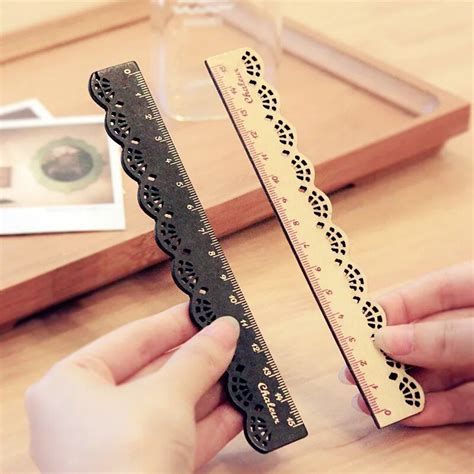 1 PCS Direct Selling Wood Straight Rulers Drawing Template Lace Sewing Ruler Stationery Office ...