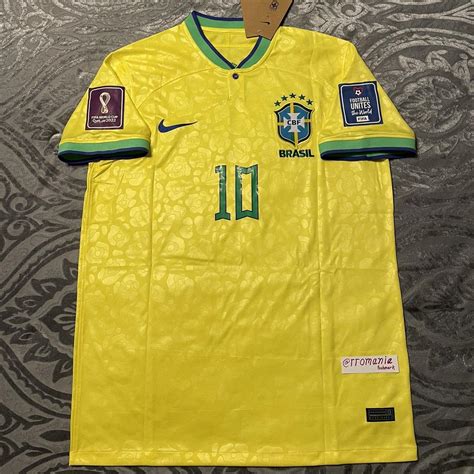 Brazil Home Soccer Jersey Neymar #10 World Cup... - Depop