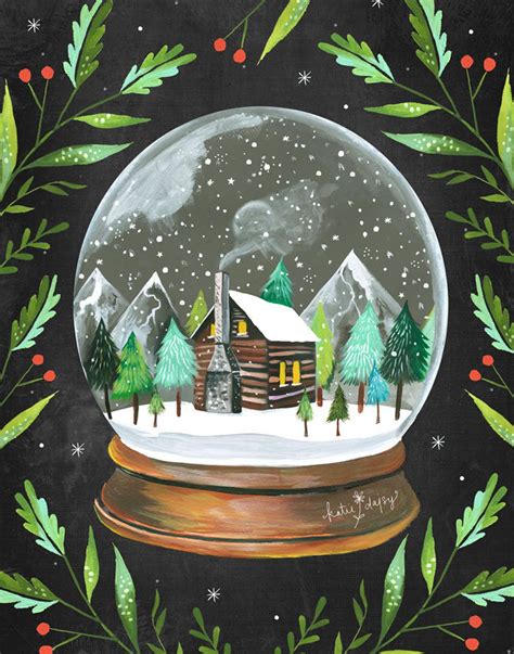 Snow Globe Holiday Wall Art Christmas Painting Katie | Etsy ...