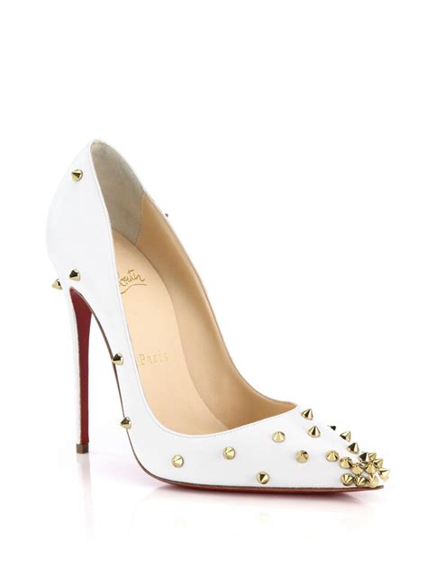 Lyst - Christian louboutin Degraspike Studded Leather Pumps in White