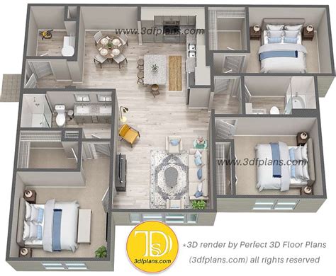 3D Floor Plans of Luxury Apartments in St. Johns, Florida - 3D Floor Plans