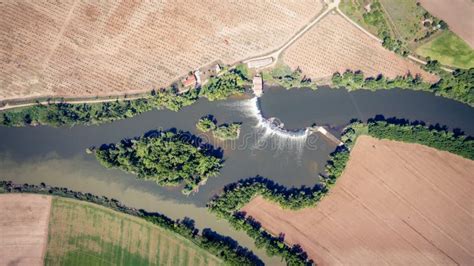 Aerial View of Two Rivers Confluence Stock Photo - Image of spain ...