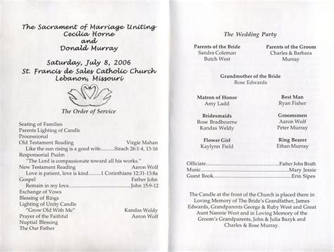 Catholic Wedding Program Examples - weddingfn