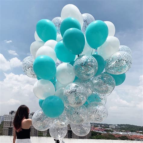 '''Helium Balloons Bouquet' - Fashion Tiffany, Pearl White & Confetti ...