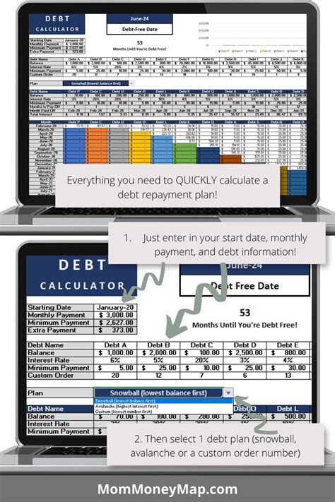 Debt Calculator Excel Spreadsheet – Mom Money Map