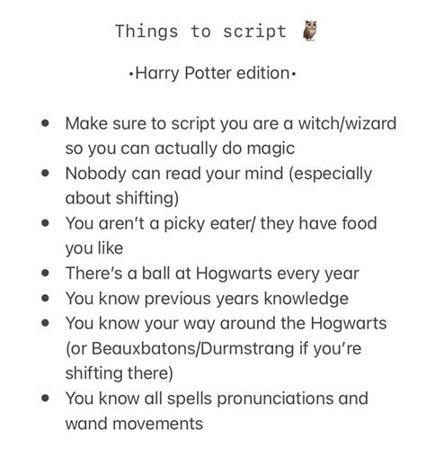 harry potter shifting script ideas | Harry potter script, Scripting ...