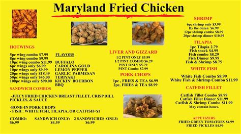 Online Menu of Maryland Fried Chicken Restaurant, Tallahassee, Florida ...