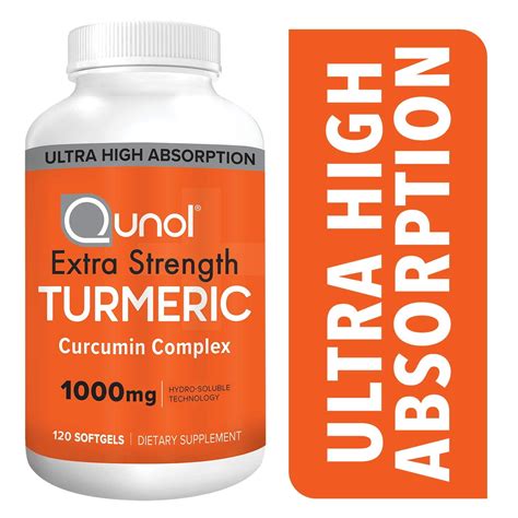 Qunol Turmeric Curcumin Softgels, with Ultra High Absorption 1000mg, Joint Support, Dietary ...