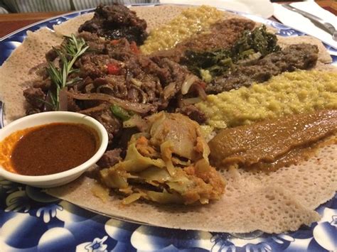 Ethiopian food at Almaz Cafe | Zilzib tibs, awaze sauce, veg… | Flickr