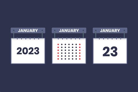 2023 calendar design January 23 icon. 23rd January calendar schedule ...