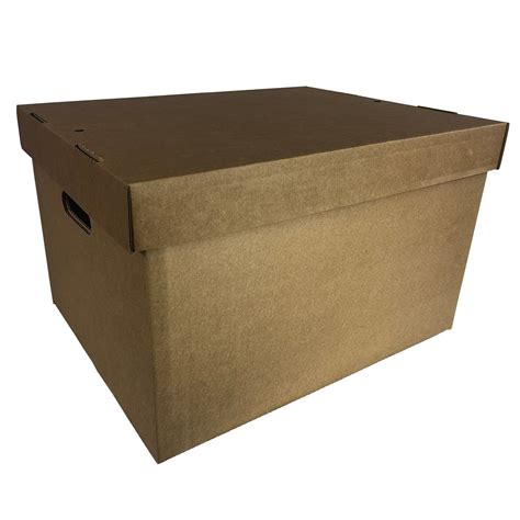 5 x Pop Up Collapsible Office Storage Archive Cardboard Box Filing with Lid and Carrying Handles ...