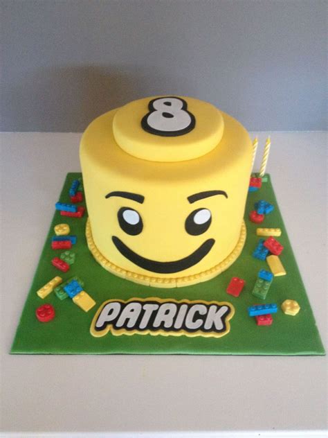 Lego Man Head For Birthday With Edible Blocks - CakeCentral.com