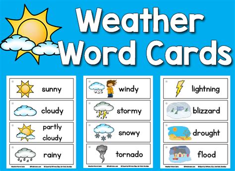 Weather Picture-Word Cards - PreKinders Preschool Activities