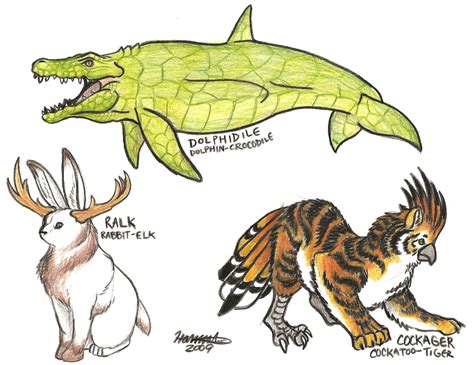 Animal Hybrids by Orcacat88 @ DeviantArt (Dolphidile, Dolphin + Crocodile; Ralk, Rabbit + Elk ...