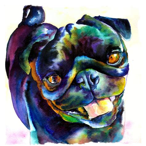 Black Pug Painting by Christy Freeman