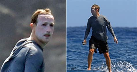 Mark Zuckerberg surfs with full face of sunscreen and it's so a meme ...