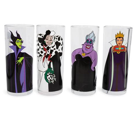 Disney Villains 4 Piece 10oz Glass Tumbler Set | Free Shipping