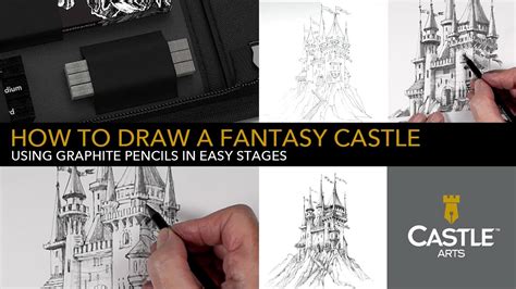 How To Draw A Fantasy Castle Using a Soft Graphite Pencil & Blenders ...