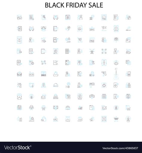 Black friday sale icons signs outline symbols Vector Image