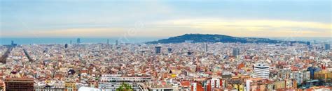 Skyline Of Barcelona At Beautiful Sunset Spain Photo Background And ...