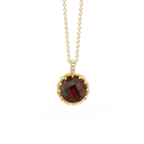 Stunning Yellow Gold Chequer-cut Garnet Coronation Pendant Necklace - London Road Jewellery