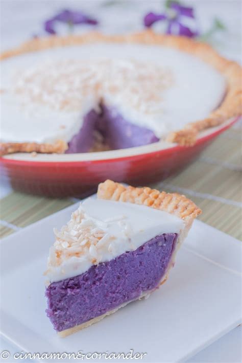 Purple Sweet Potato Pie with Coconut Topping (Haupia) - Cinnamon&Coriander