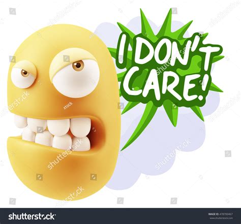 3d Illustration Angry Face Emoticon Saying I Don'T Care With Colorful ...