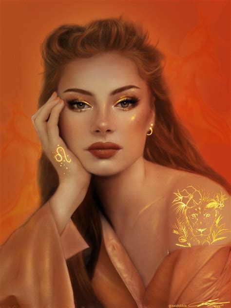 golden Leo Digital Portrait Art, Digital Art Girl, Zodiac Art, Zodiac Signs, Leo Zodiac Girl Art ...