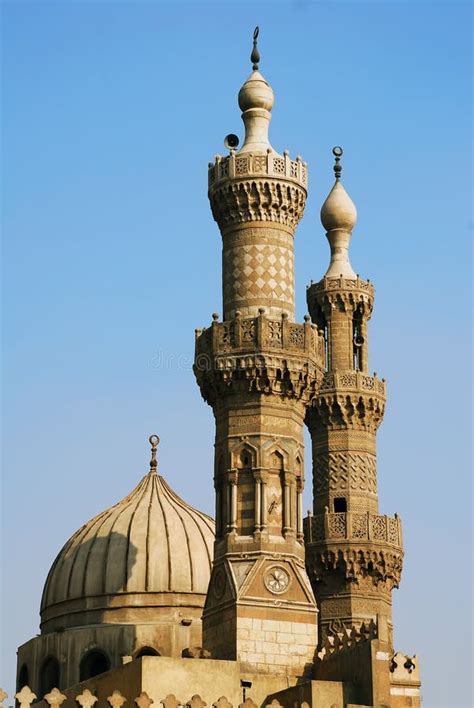 The Dome and Minaret of Al-Azhar Mosque in Cairo Stock Photo - Image of ...