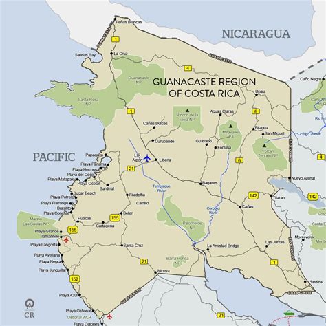 Map of Guanacaste, Costa Rica