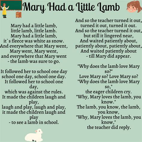 Mary Had a Little Lamb Printable Lyrics, Origins, and Video