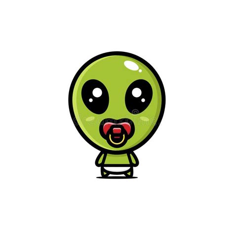 Cute Baby Alien Cartoon Character is Using a Pacifier Stock Vector - Illustration of lifestyle ...