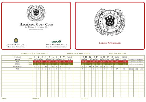 Hacienda Golf Club | Championship Golf Course Scorecard