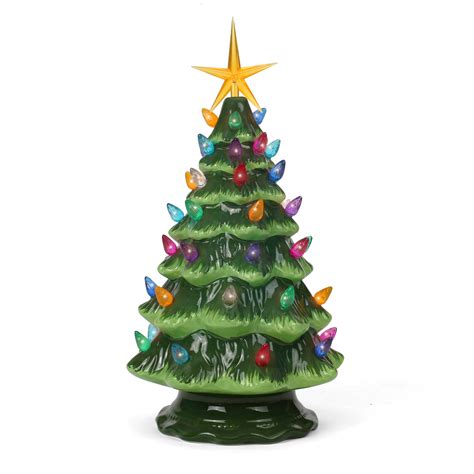 Ceramic Christmas Tree - Tabletop Christmas Tree with Lights - (11.5 ...