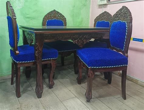 Glass Top Four Seater sesam Wood Dining Table Set at Rs 28000/set in Visakhapatnam