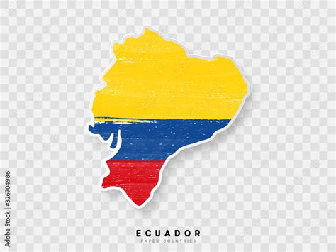 Ecuador Detailed map with flag. Painted in watercolor paint colors in ...