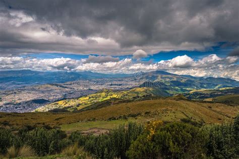 Quito - August 21, 2018: Panorama of the City of Quito from Teh Volcanoes Viewpoint, Ecuador ...