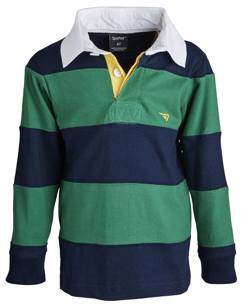 Boys 100% Cotton Wide Striped Long Sleeve Polo Rugby Shirt | Polo rugby shirt, Rugby shirt, Long ...