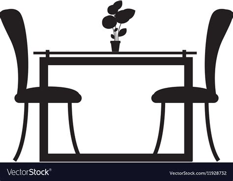 Monochrome silhouette dining room with two chairs Vector Image