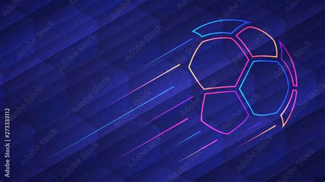 Abstract glowing neon colored soccer ball over blue background Stock ...