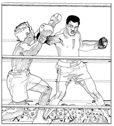 Two Men Boxing coloring page - Download, Print or Color Online for Free