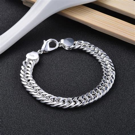 Fashion 8mm 925 Silver Chain Links Bracelet 8'' SL000311 Wholesale Bracelets Special Gift-in ...