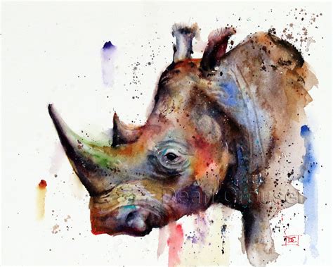 RHINO Aquarelle Wildlife Art par Dean Crouser - Etsy France ...