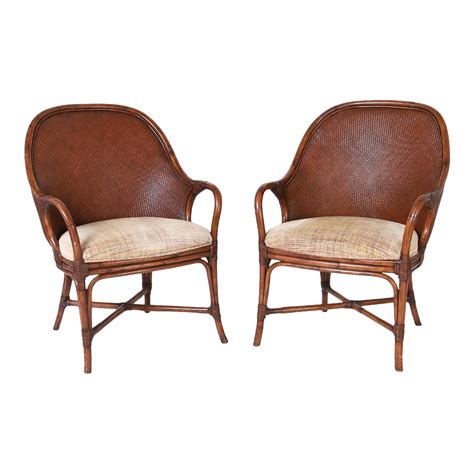 Pair of Vintage British Colonial Style Arm Chairs | Chairish