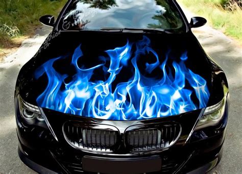 Blue Flame Fire Car Hood Wrap, Car Hood Decal, Car Hood Sticker, Hood ...