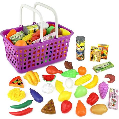 Click n' Play 33 Pc. Kids Pretend Play Grocery Shopping Play Toy Food Set, Fruit and Vegetable ...