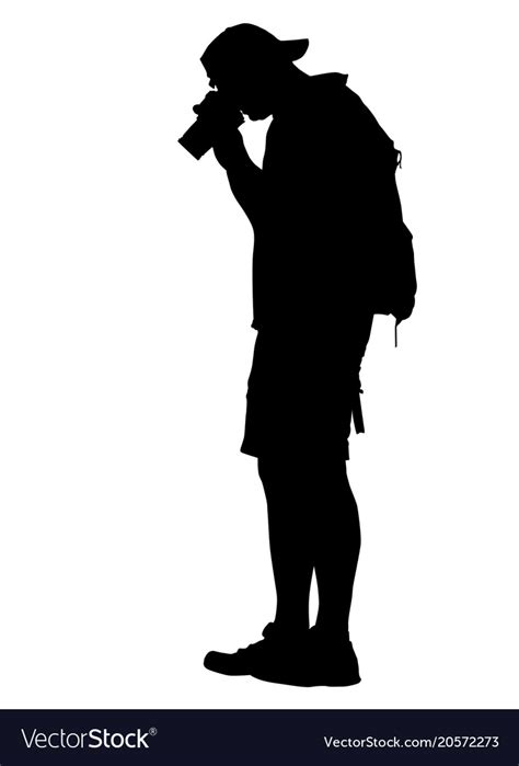 Standing photographer silhouette Royalty Free Vector Image