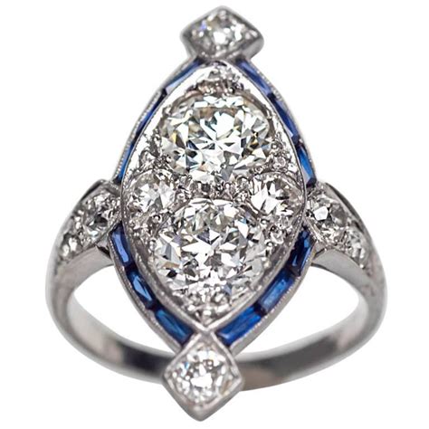 1920s Art Deco Emerald Diamond Platinum Engagement Ring at 1stDibs | 1920s art deco engagement ...