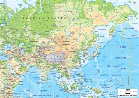 Physical Map of Asia - Ezilon Maps